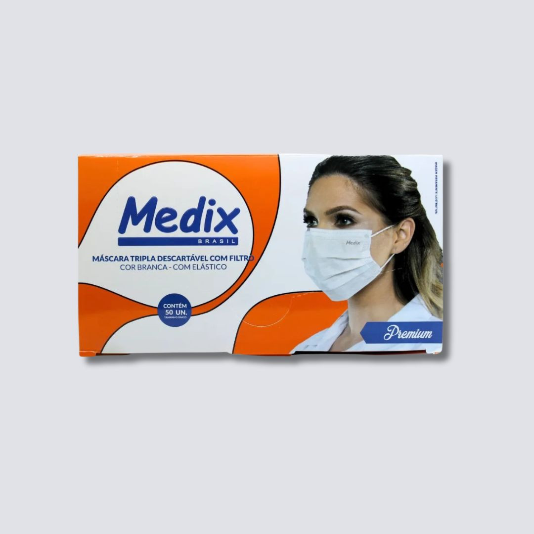 Máscara Descartável Branca Medix - 50 Unidades