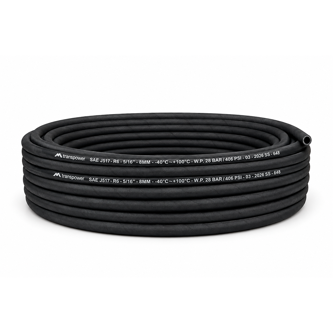 Mangueira Ar Preta 5/16 - 410 PSI - Enfaixada - Transpower - Borracha