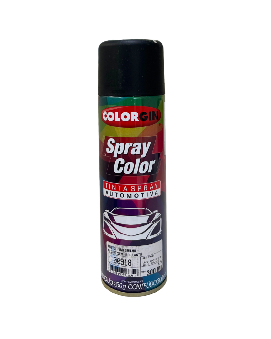 Tinta Spray Color Preto Semi Brilho - ColorGin 300ML