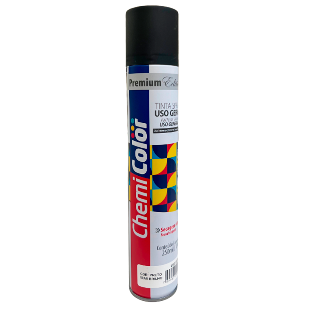 Tinta Spray ChemiColor Preto Semi Brilho - 250Ml